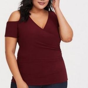 Torrid Burgundy Cold Shoulder Jersey Knit Top 4